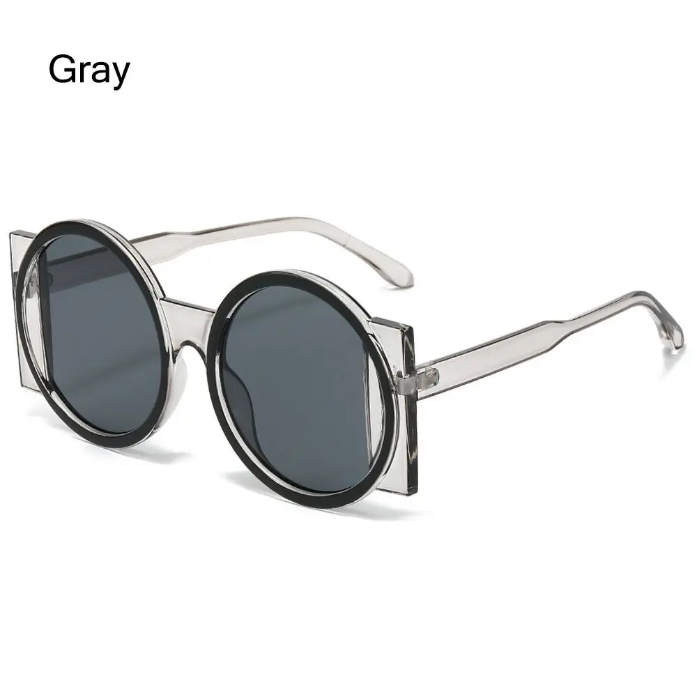 Mode übergroße runde Sonnenbrille Frauen Kontrast farbe Farben uv400 Retro einzigartige Männer Trend Gradient Radfahren Sonnenbrille – Detail 20