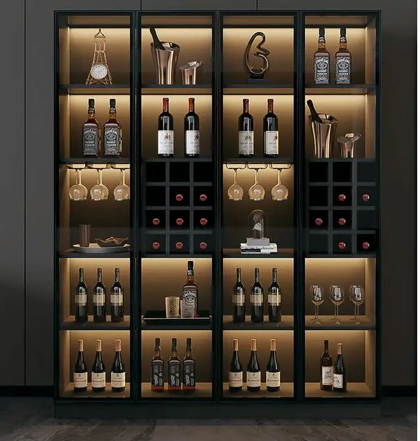 Light luxury glass wine living room wall highgrade display