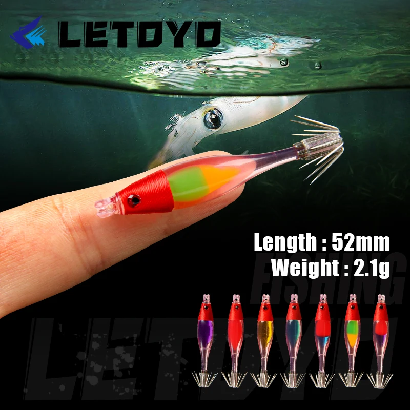 Letoyo Quality 2.1g 52mm Egi Luminous Squid Jigs Mini Squid Lure
