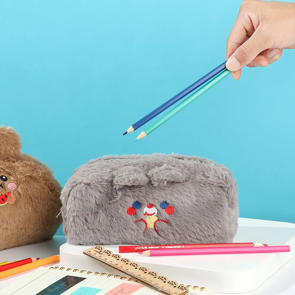 귀여운 봉제 필통, 여학생 수납 가방, 학교 사무용품, 문구류 선물, 귀여운 펜 상자, 대용량