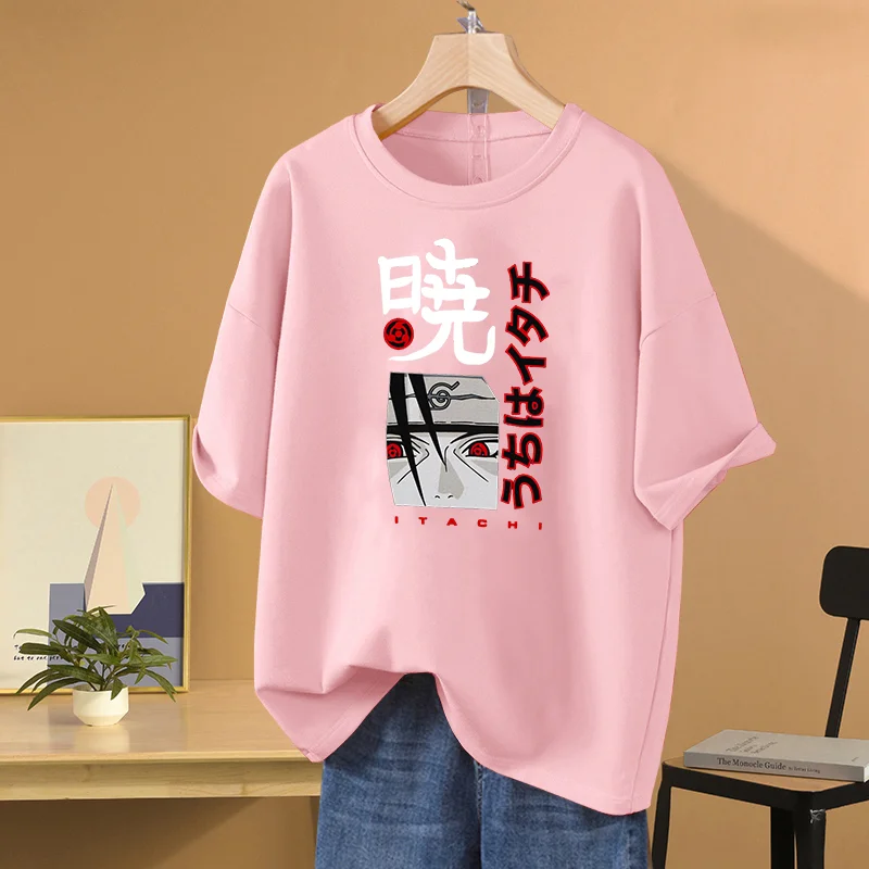 우치하 이타치 프린트 애니메이션 나루토 티셔츠, 남녀공용, 레저 스포츠, 스트리트, 학생 커플 티셔츠