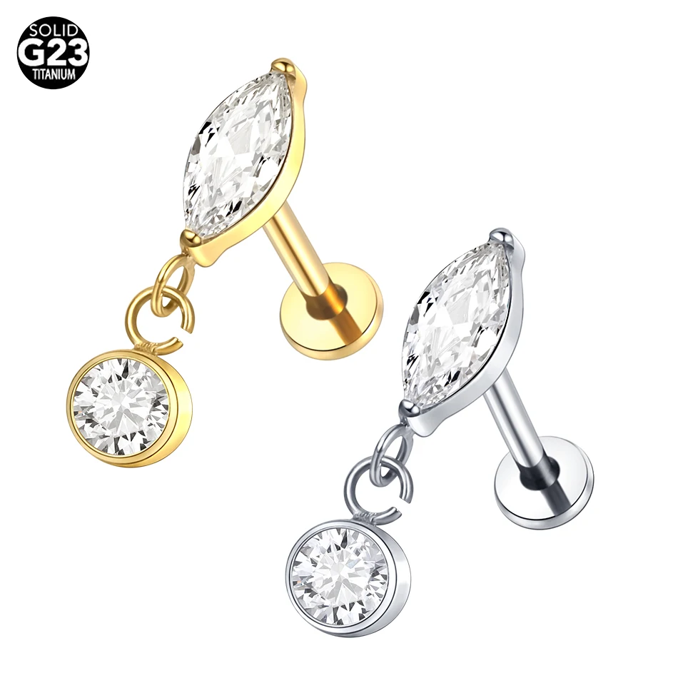 1-5pcs-G23-Titanium-16G-Double-CZ-Floating-Dangle-Stud-Earring-Tragus ...