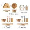 1Set Baby Bamboo Sucker Plates Cups Fork Spoon BPA Free Silicone Non-slip Tableware Children's Feeding Dishes Infant Birth Gifts 6
