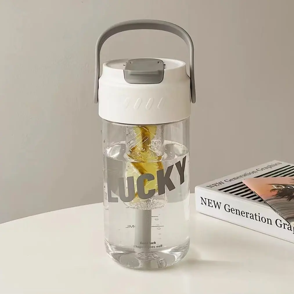 OutdoorSportsWaterBottleStrawCupLargeCapacityPlasticKettleStraighDrinkingWater