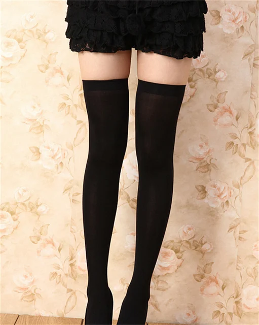 Black And White Thigh High Socks Dickies Socks Senke Fashion