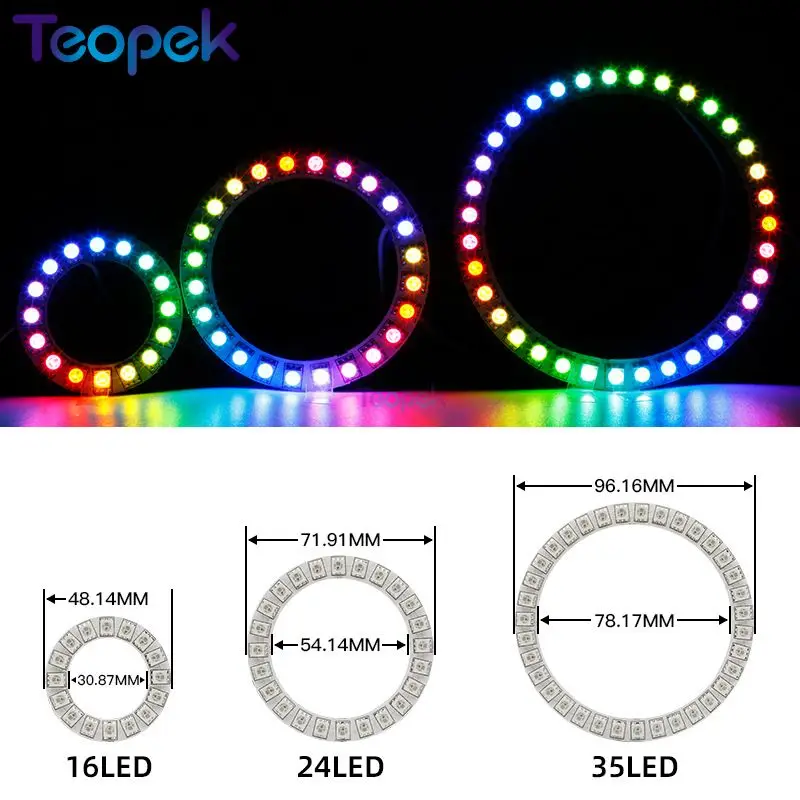 WS2815 Led Pixel Ring 12V Addressable 16 24 35 Leds 5050 RGB Led Diode Ring IC Built-in LED Dual-Signal led light led modules led module