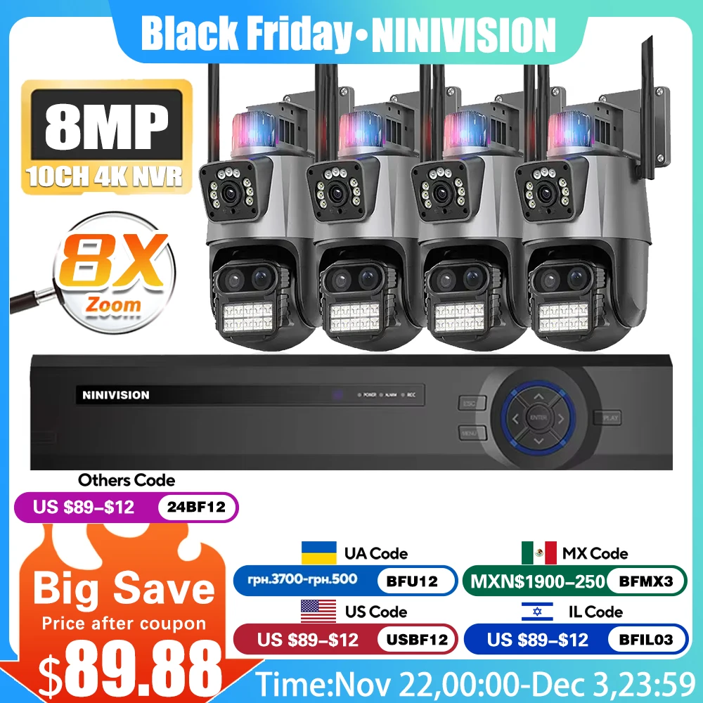 Nachtsicht HD 1080P 4 Kanal AHD DVR Kit 4 Kanal Überwachungskamerasystem P2p CCT