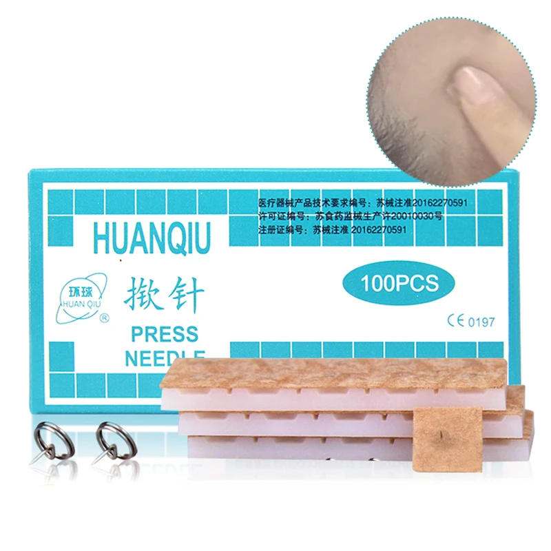 Multi-Condition Ear Seed Press Needles 100Pcs/box Embedded Acupuncture Vaccaria Plaster Bean Massagee Meridian Acupoints