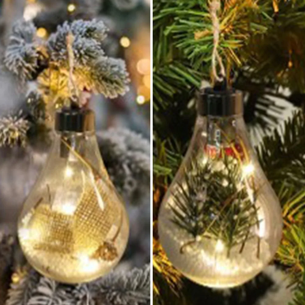 

Led Bulb Creative Simulation Light Bulb Xmas Tree Hanging Pendant Christmas Ornaments Plastic Decorative Ball Christmas Gifts