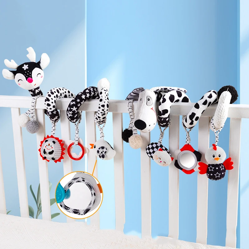 Baby Toy Stroller Spiral Activity Plush Hanging Rattle Toys Car Seat Toys Stroller Sensory Toy For 0 6 12 24 Months Newborn Gift - 4