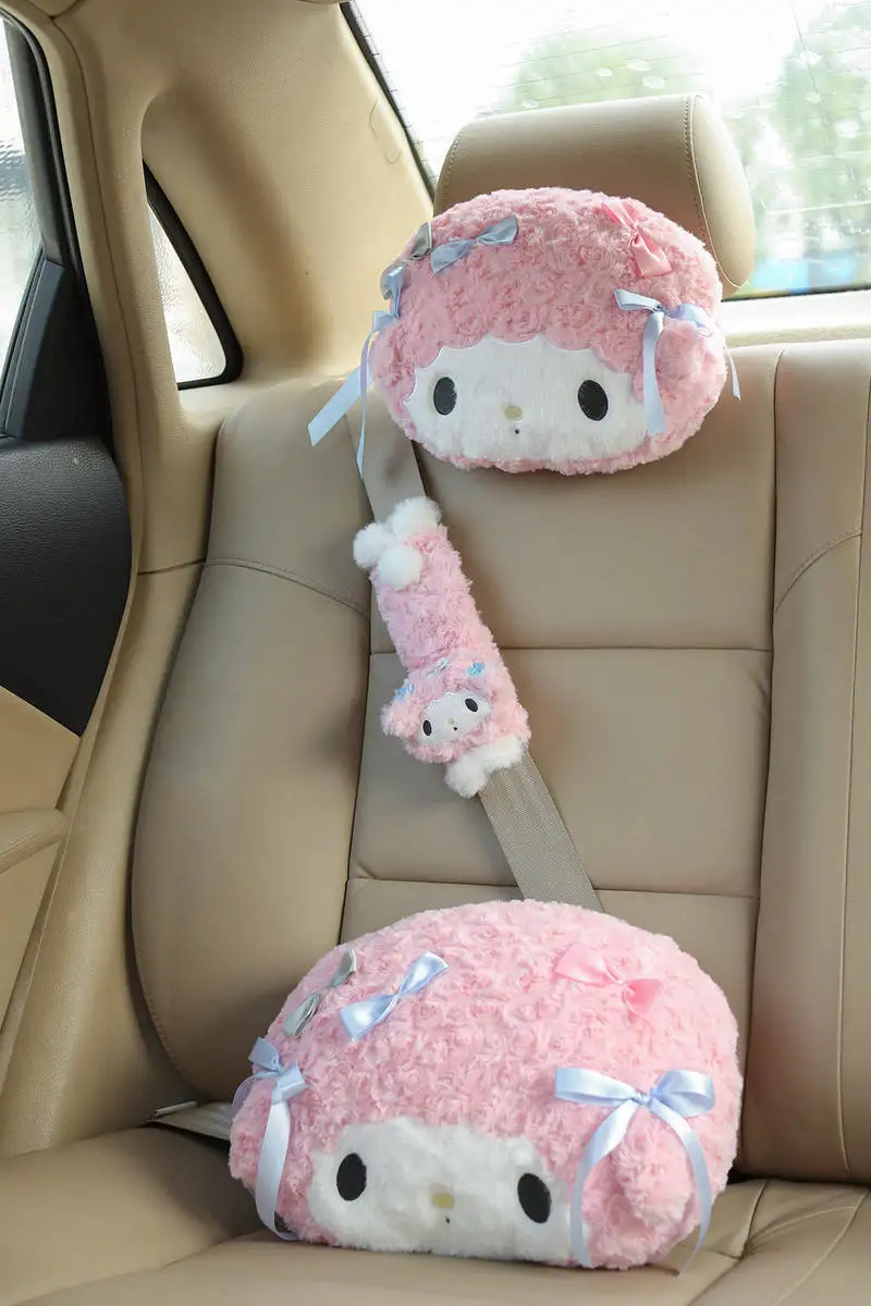 Sanrio Pink My Melody Pillow Car Office Headrest Waist By Lamb Pillow Blanket Car Pillow Cute Cartoon Cushion Neck Protection. 4