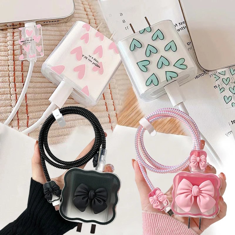 

3D Gradient Color Soft Silicone Charger Case For IPhone 18W 20W Original Charger Head Protective Sleeve Cable Protection Cover