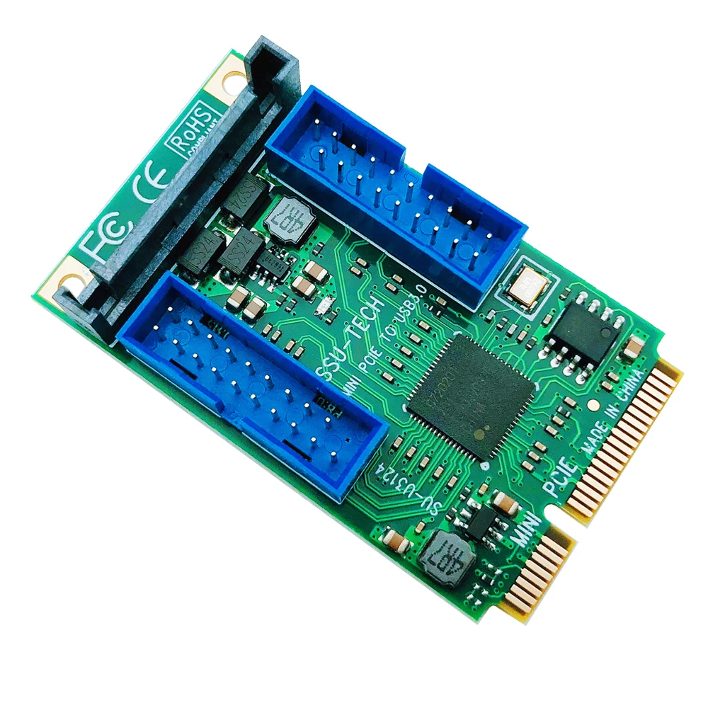 Mini Pci-e para Usb 3.0 Adaptador Riser Cartão Mini Pci Express para Duplo 19 20pin Usb3.0 Placa de Expansão 15pin Sata Power para Desktop pc - Imagem 6
