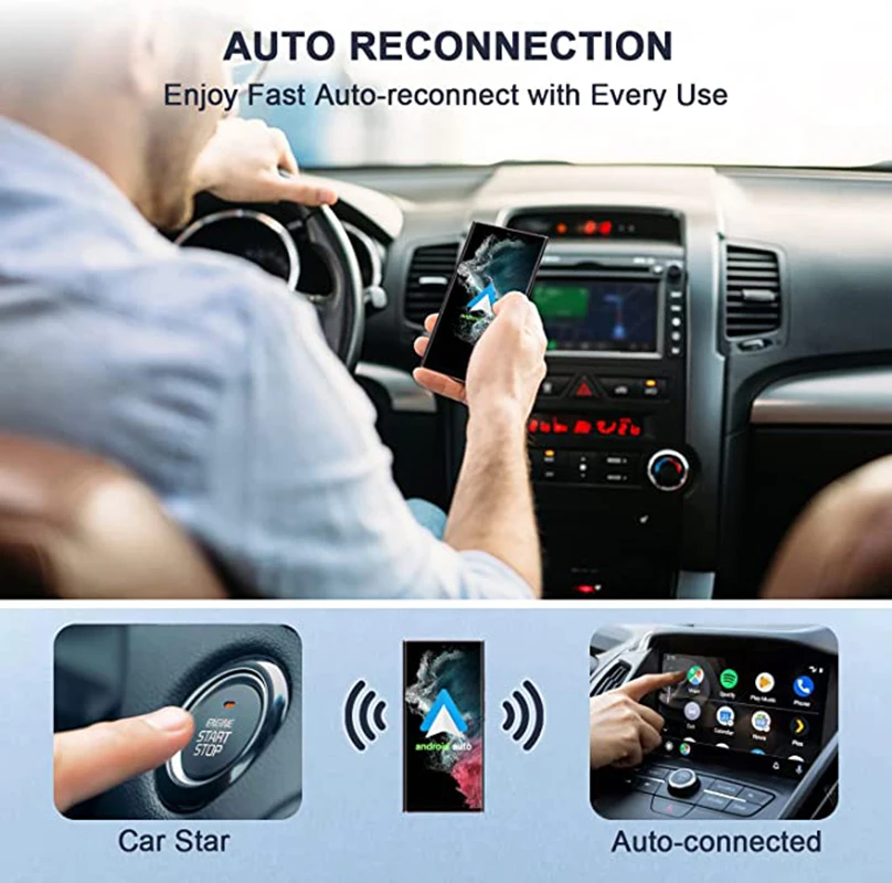 OTTOCAST Adattatore Wireless Android Auto per Auto Cablate, Dongle