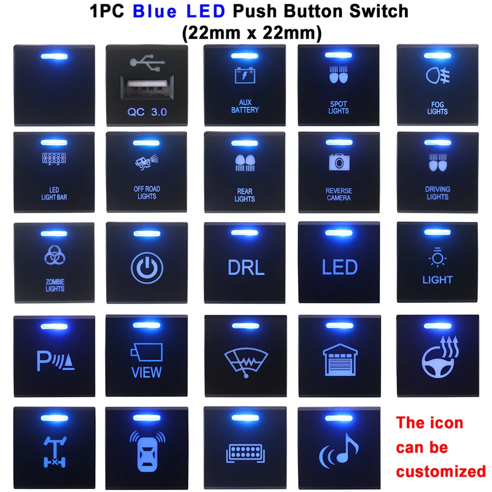 For Toyota LED Light Bar Switch Push Button Tacoma 4Runner Camry Corolla Tundra