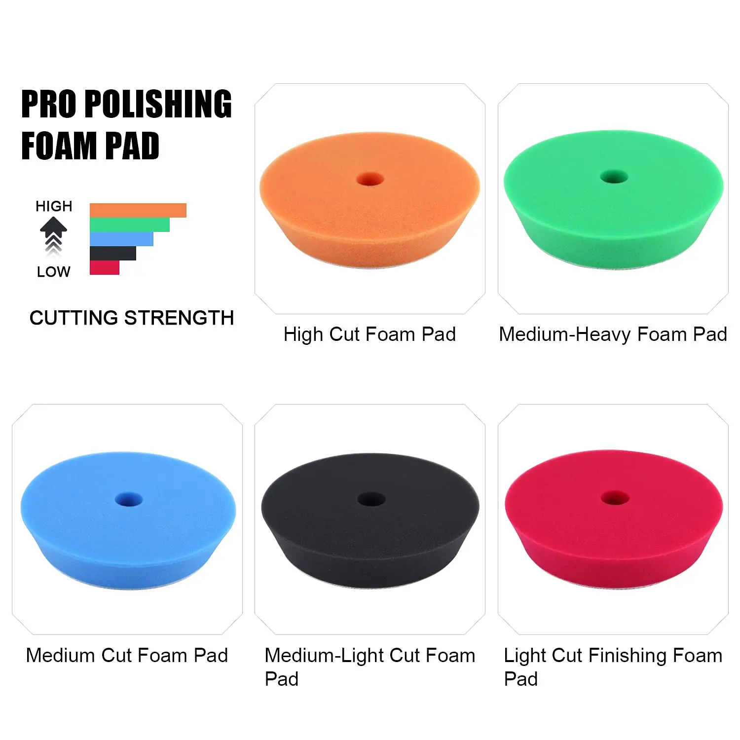 5 Pcs 6 Inch Foam Buffer Polisher Pads Kit Buffing & Polishing Pad Car Sponge Buffering Wheels for Polishing & Waxing Fit Drill 3