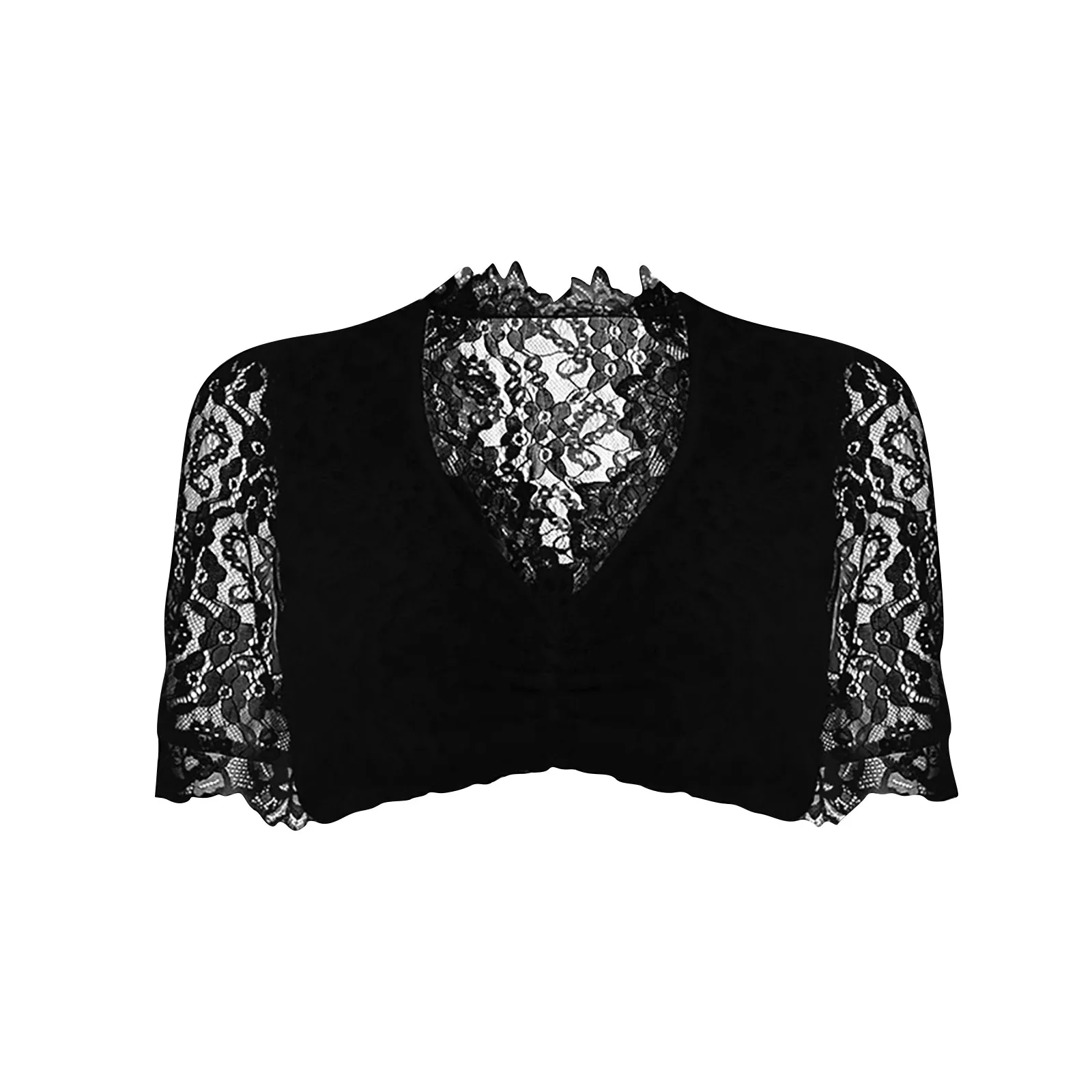 Female Elegant Classical Halloween Regular Bottom Blouses Lace Panel Small Shirt Tops Solid Color Dirndl Crop Blouses For Women