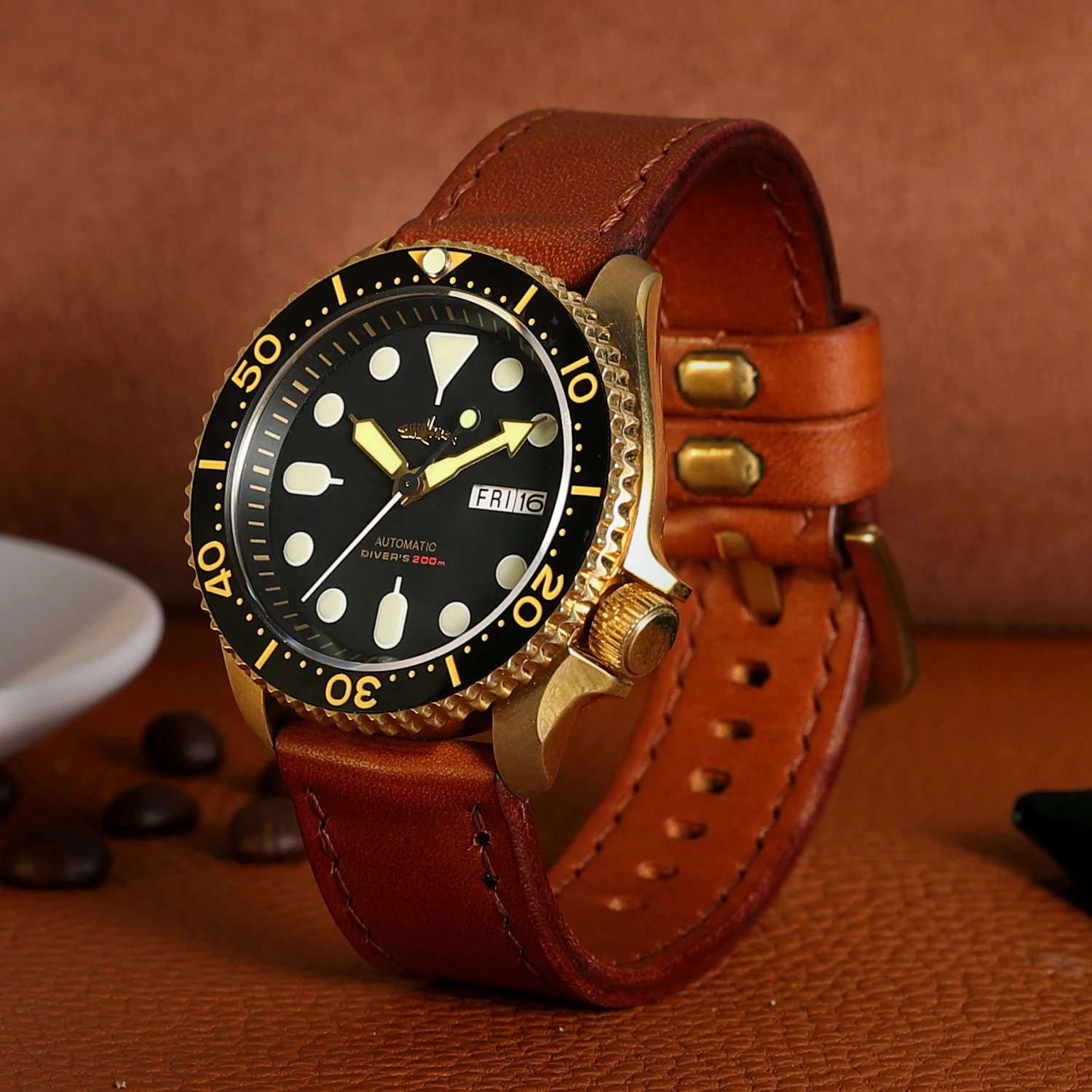 Heimdallr SKX007 Bronze Diver Automatic Watch Vintage 41mm Dial