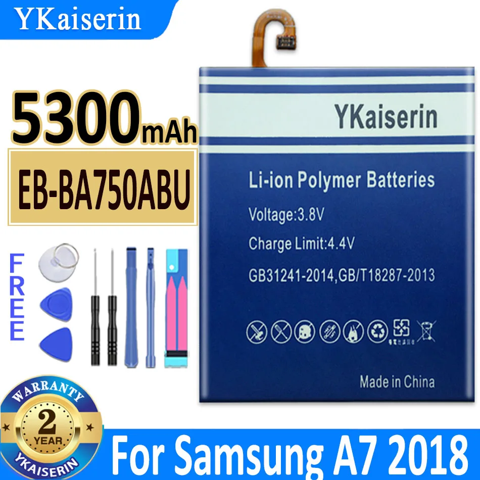 

YKaiserin EB-BA750ABU 5300mAh Battery For SAMSUNG Galaxy A7 2018 Version A730x A750 SM-A730x A10 SM-A750F Batteria + Tools