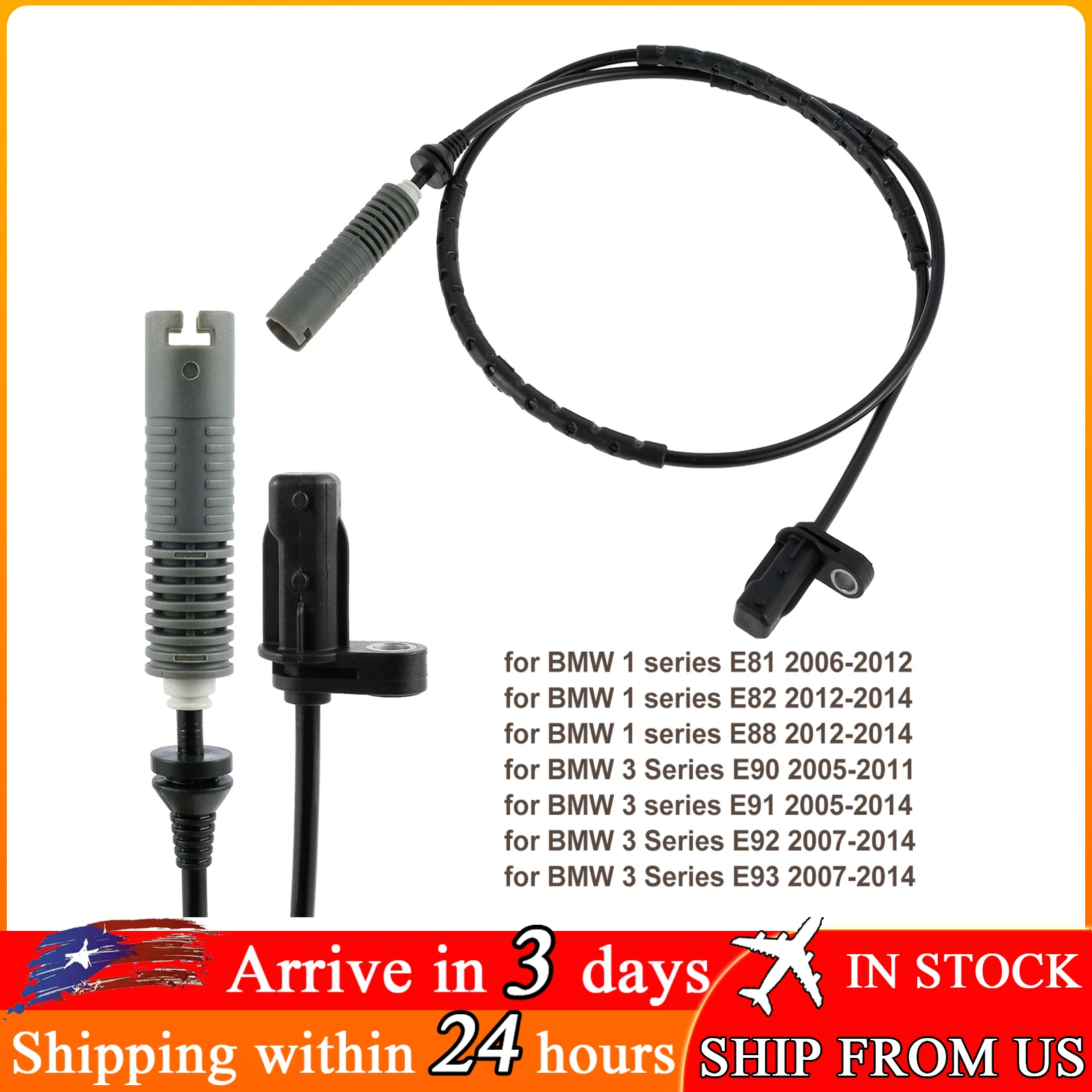 Rear Wheel Speed Sensor Compatible with 1 Series E81 2006-2012 Professional Car Wheel ABS Speed Sensor Premium Rear Left Right
