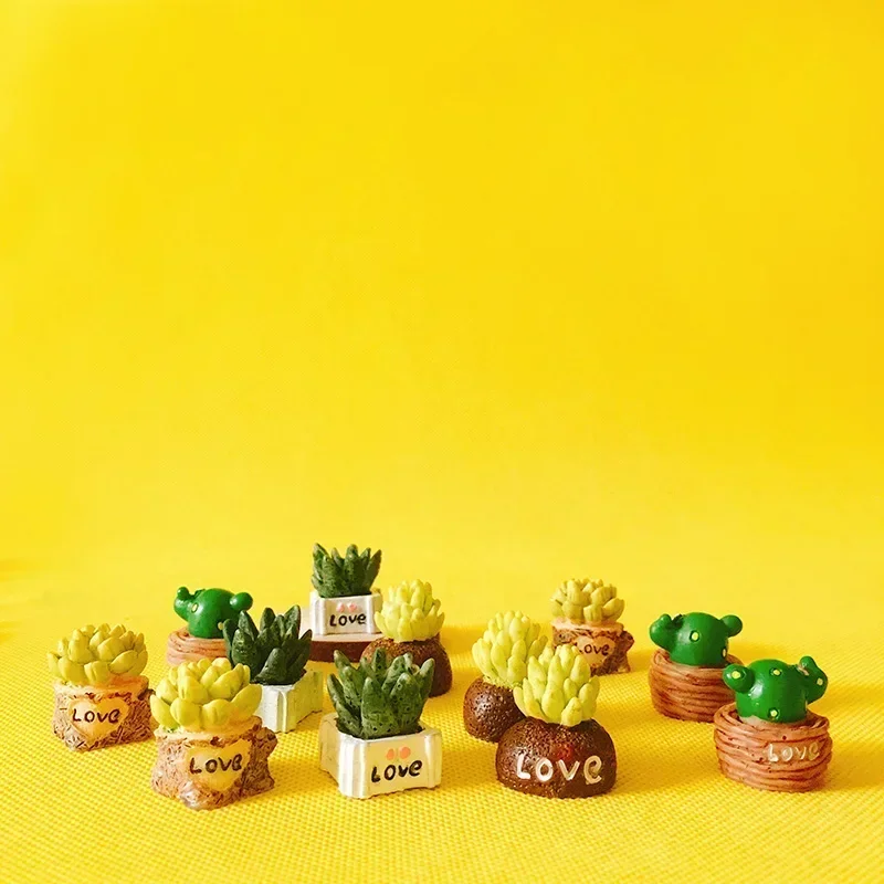 10 pcs Resin Succulents Plants Doll House Miniatures Fairy Garden Gnome Moss Terrarium Decor Crafts Bonsai ornament crafts,miniature figurines,resin ornaments,miniature ornament,resin crafts,resin succulent crafts