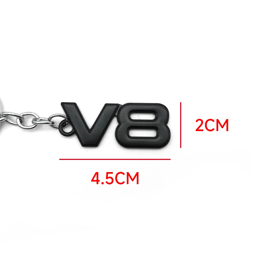 سلسلة مفاتيح سيارة معدنية ثلاثية الأبعاد بتصميم شعار V8 من JDM لسيارات فورد وجيب ودودج وتويوتا 4Runner ولاند كروزر وشيفروليه