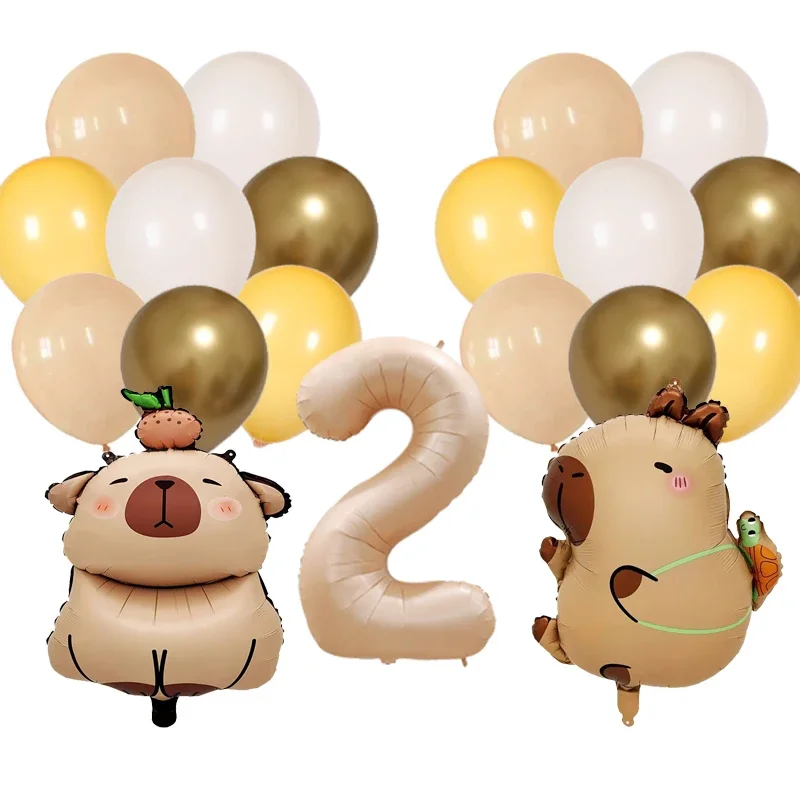 Cartoon Capybara Ballon Capybara Geburtstag Party Dekorationen Karamell Folie Nummer Baby Dusche Globos Geschenk Spielzeug – Detail 11