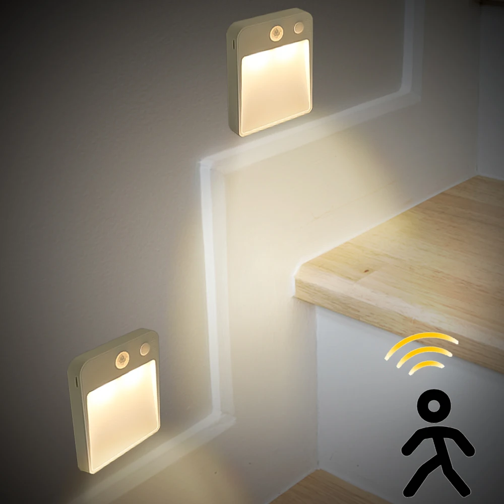 

LED Night Light Motion Sensor Cabinet Light Battery Operated Wall Decorative Lamp For Hallway Pathway Wardrobe Indoor Lighting