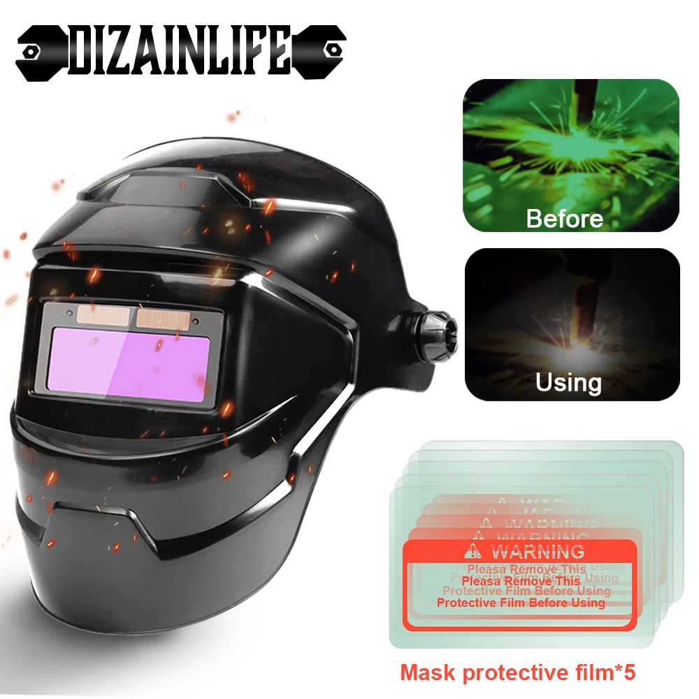 Anti-Roast Face Auto Darkening Welding Helmet-Welding Mask Head-Mounted Automatic Dimming 20 Protective Films Professional Welding Equipment Anti-Roast Face Auto Darkening Welding Helmet-Welding Mask Head-Mounted Automatic Dimming 20 Protective Films Professional Welding Equipment