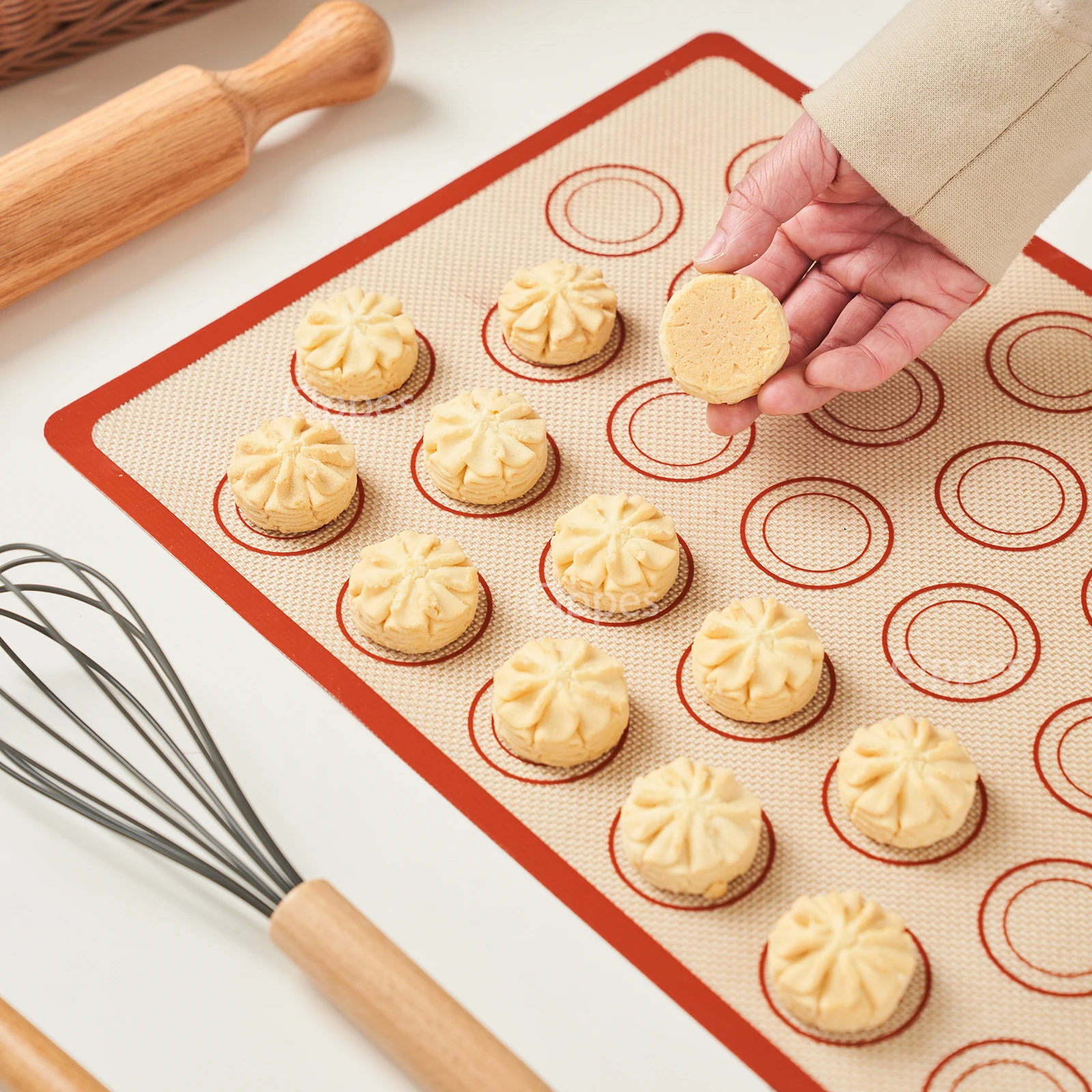 5PCS Silicone Baking Mats Set, Non-Stick, Reusable, Heat-Resistant, for Oven, Air Fryer, Baking Cookies, Macaron, Bread, Pastry
