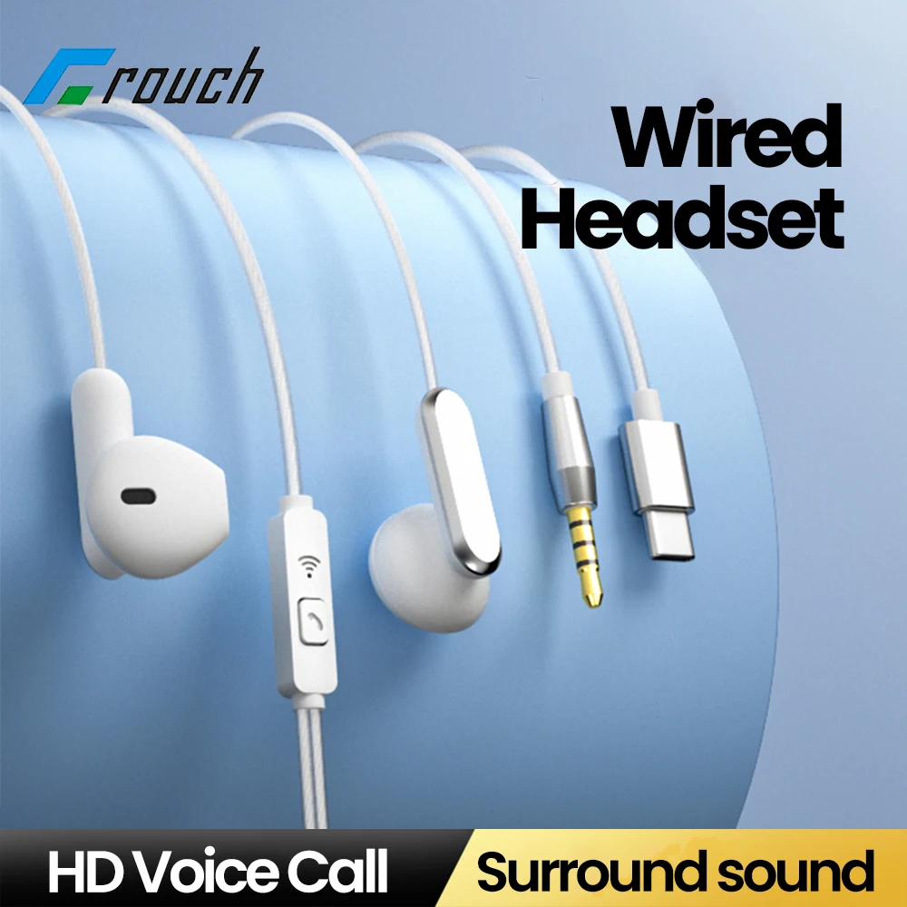 Type-C/3.5mm Wired In-Ear Headphones with Microphone – HiFi Sound Quality Earphones