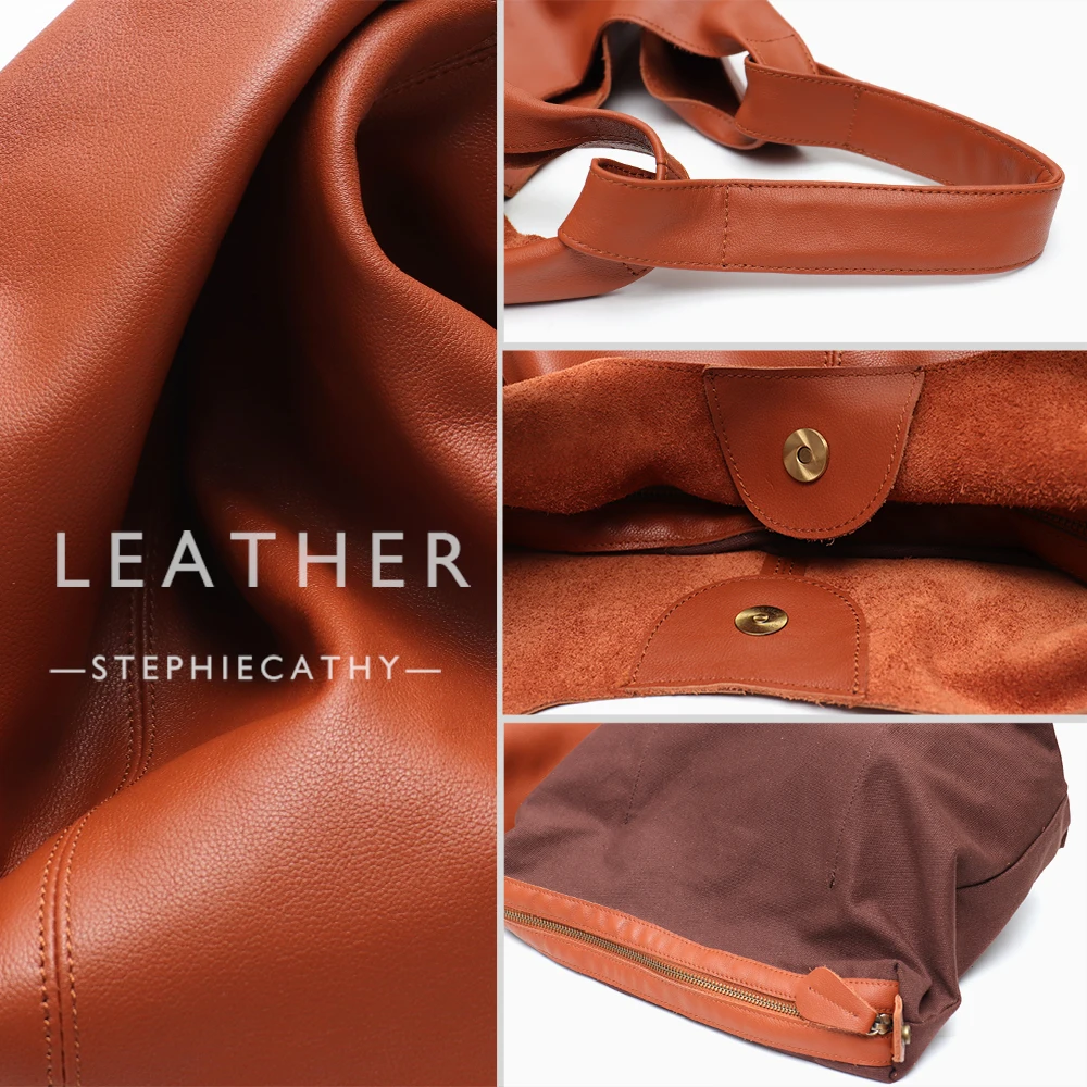 SC Retro Genuine Leather Women Classic Tote Shoulder Bag Casual Slouchy  Shopper Handbag Female Vintage Large Cowhide Laptop Sac - AliExpress