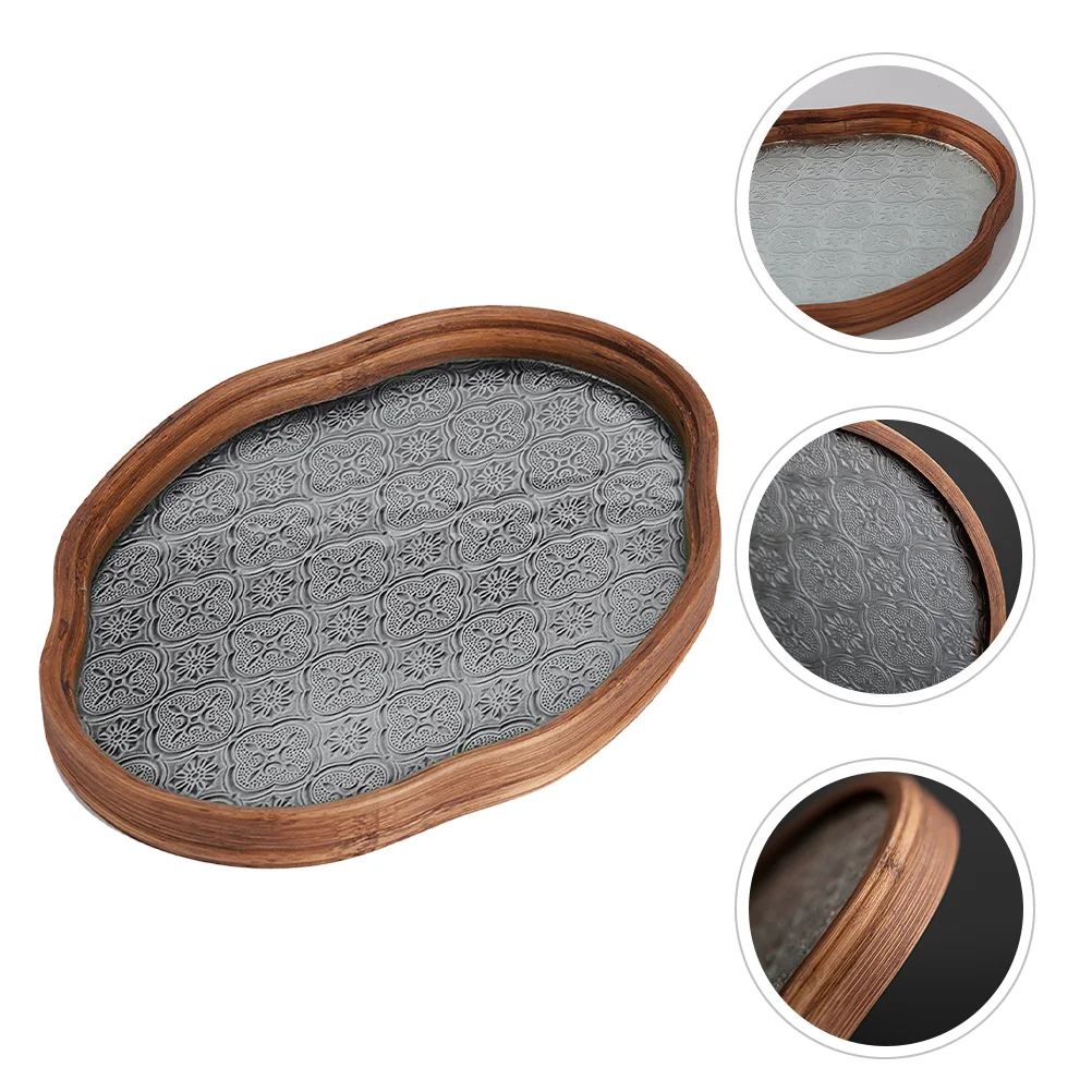 

Home Decor Tray Trays for Serving Food Dinner Eating Bamboo Coffee Table Living Room Glass Outdoor Party