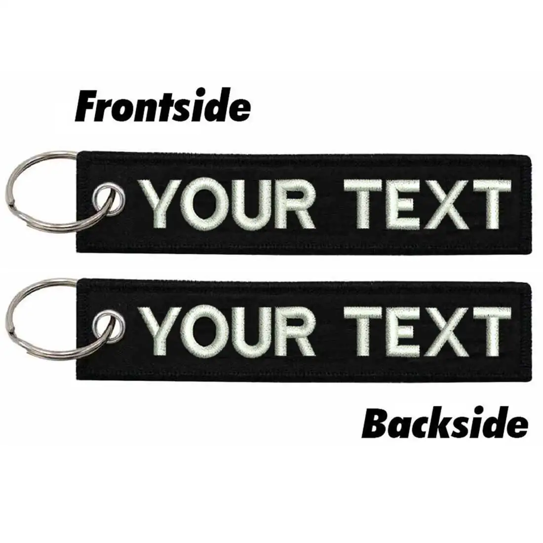 Embroidery Keychain Personalized Double-sided Custom Text Tag for Motorcycles Cars Scooters