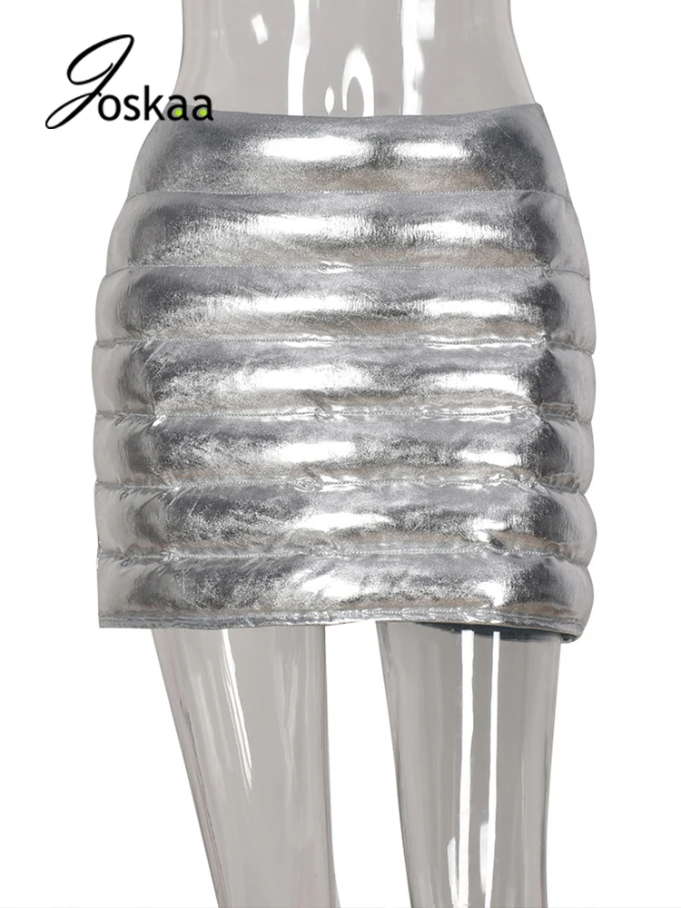 Silver Mini Skirts Women | High Waist Silver Skirt | Silver