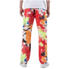 

Washed Tie Dyed Printed Hip Hop Jeans European and American Fashion High Street Wide Leg Straight Jeans Men's Tube