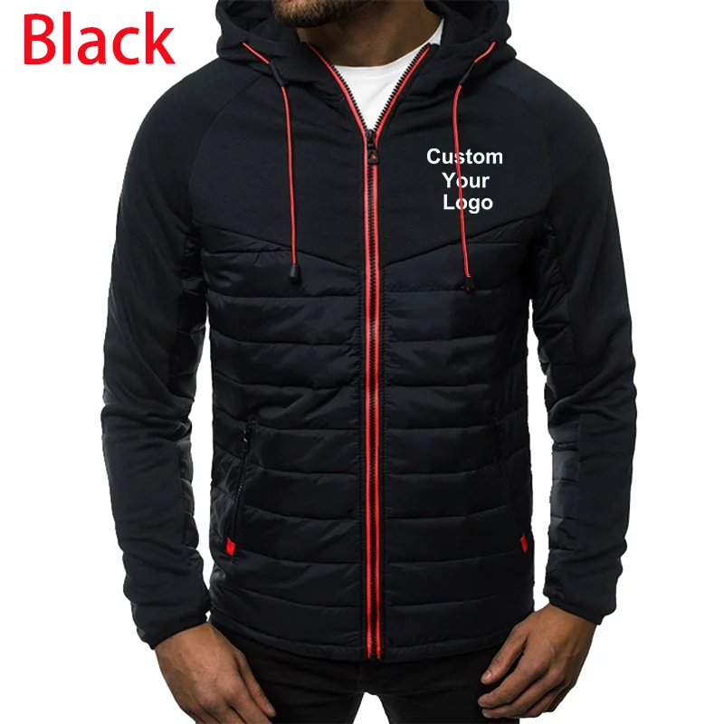 Fashion Mens Custom Your LogoHoodie Jackets Casual Sports Hooded Jacket Zipper Warm Jacket Clothes Coat
