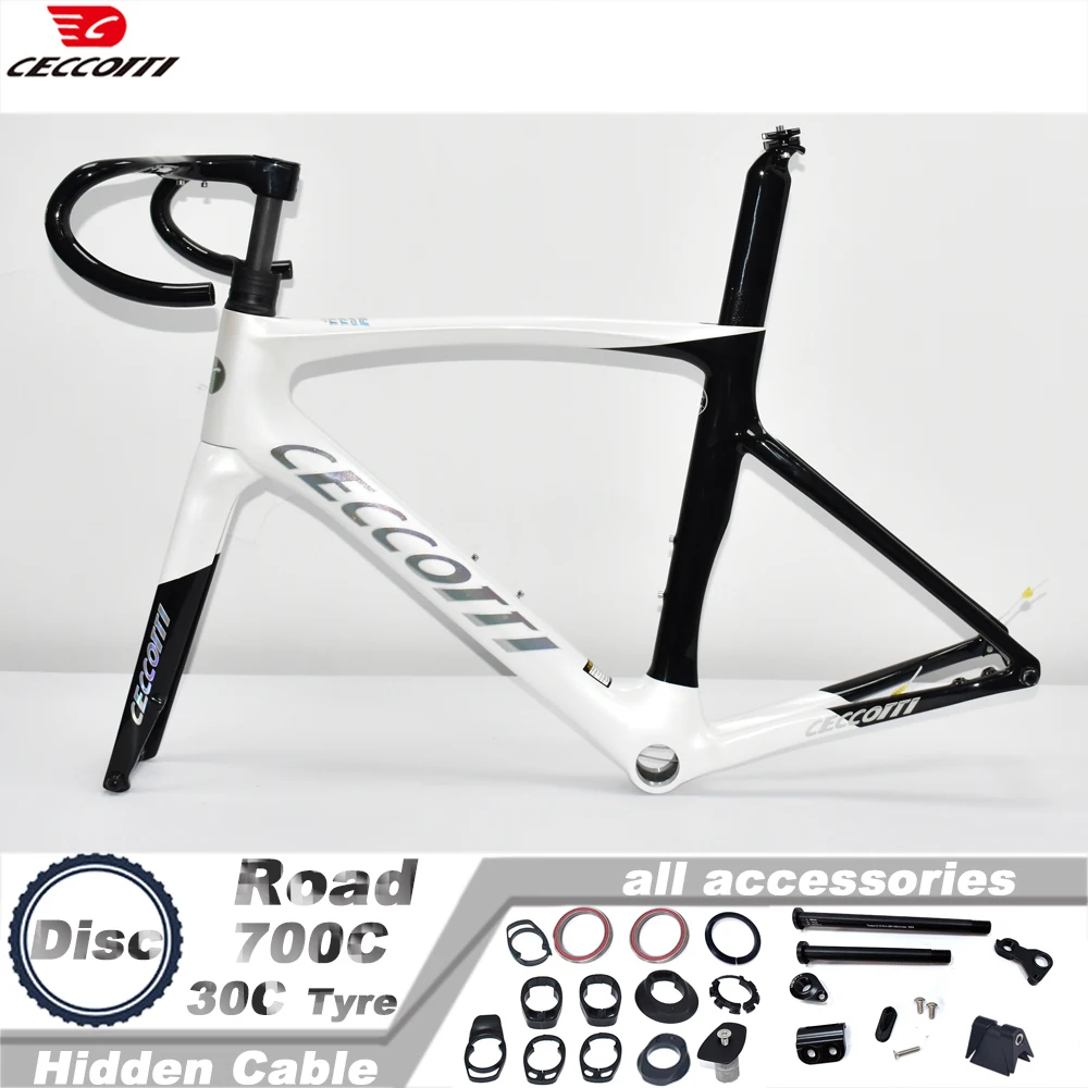 CECCOTTI RF27 Model Laser Carbon Bicycle Frame Handlebar T47BB Disc Brake Full Internal Cable Road Bike Frame
