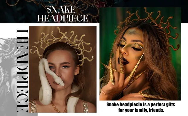 Set Accessori Medusa E Serpente - Fascia Capelli, Collana E Anello Per Halloween - Foto 3