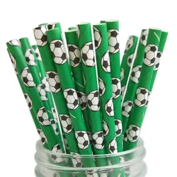 Soccer-Themed Biodegradable Disposable Party Straws (25/50/100 Pack) - 50pcs (Green)
