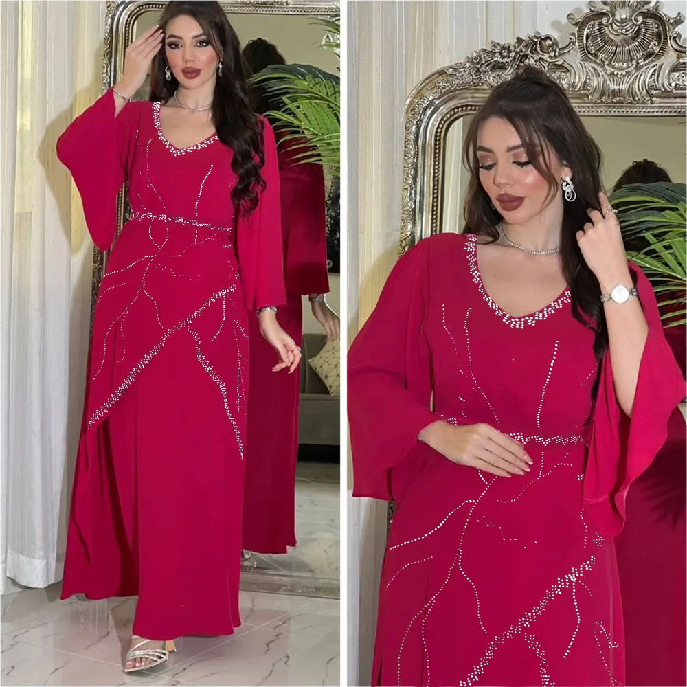 

Ramadan Dubai Abayas Women Diamonds Party Muslim Dress Eid Djellaba Islam Jalabiya Arabic Robe Marocaun Kaftan Turkey Gown Abaya