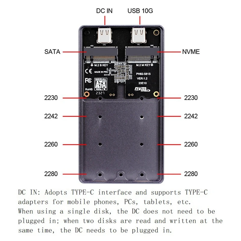  丮 ϵ ̺ ڽ, M.2 NVME SATA NGFF SSD Ŭ,  ũ, USB3.2 ũ ׷, ˷̴ ձ, 10Gb