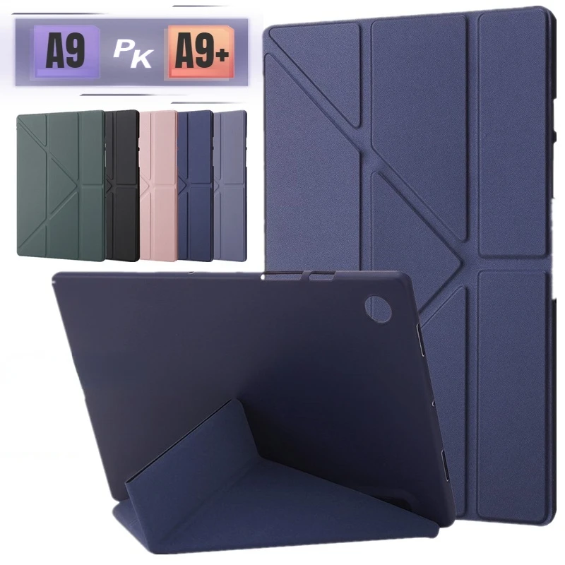 

For Samsung Galaxy Tab A9 A9+ 8.7 11.0 SM-X110 X115 X117 X210 X216B X218U Casing Multi-folding Silicone PU Leather Flip Cover