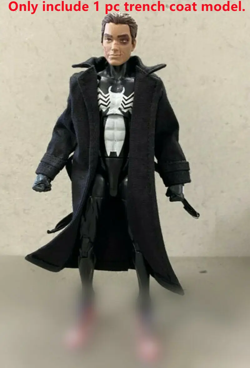 黒の生地のトレンチコート,6インチのフィギュアボディドール用モデル