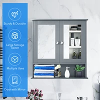 Wall Mount Mirror Cabinet Bathroom Medicine Cabinet Organizer Grey 6