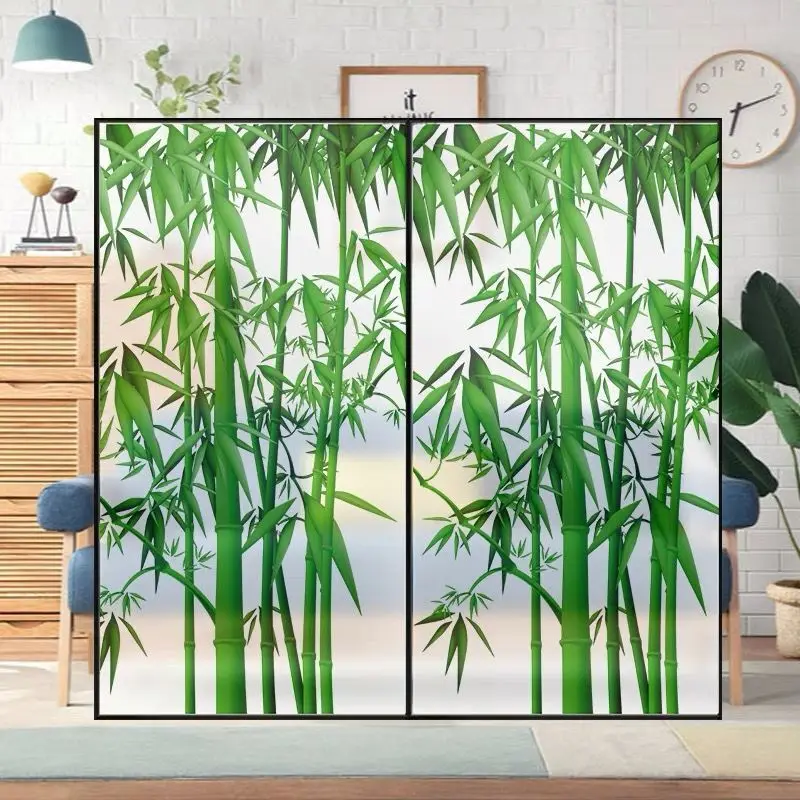 Glass Window Stickers Frosted Glass Stickers Bamboo Pattern Self-Adhesive Anti  Glare Opaque Window Flower Bathroom Film - AliExpress