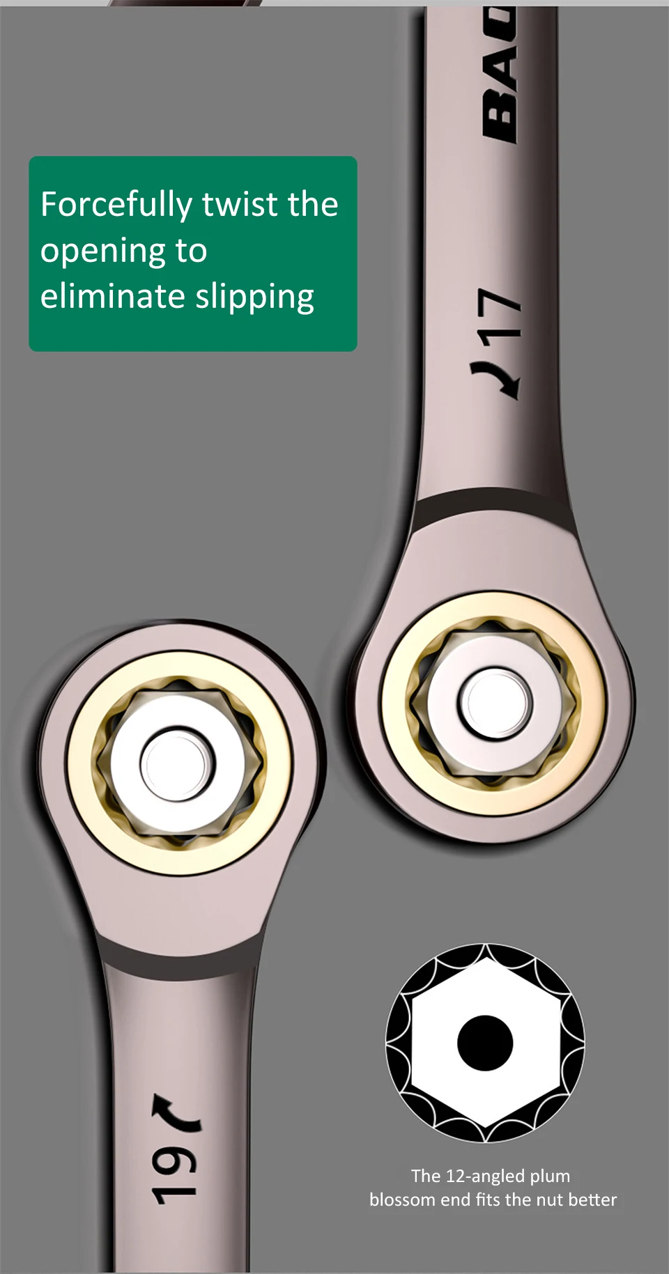 1PC Doppel Kopf Ring Ratsche 6-27mm Dual-use-Schnelle Pflaume Blüte Ratsche für fahrrad Motorrad Auto Reparatur Werkzeuge – Detail 11