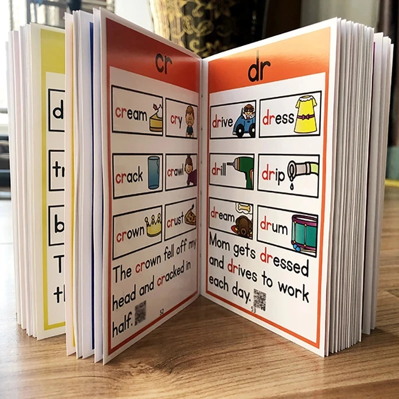 New Hot 107 Phonics English Root Sentence Word Flash Cards Natural Spelling Learning Card Scan Code Pronunciation Manual 10x14cm