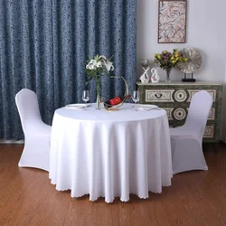 Elegant Dark Green Round Tablecloth - Polyester European Style for Weddings, Parties, and Special Occasions (WHITE)