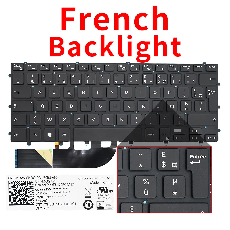 Original Eua Russo do Teclado do Portátil com Luz de Fundo para Dell Xps15 9550 9560 9570 Precisão 5510 M5510 P56f M5520 M5530 0gdt9f - Imagem 5